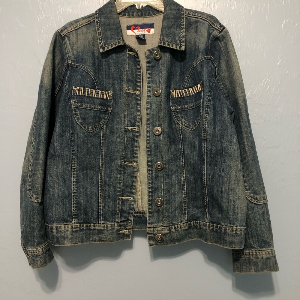 Weathered Denim Jacket, Size 14/16W